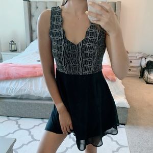 Three Pink Hearts Black Sparkly Dress